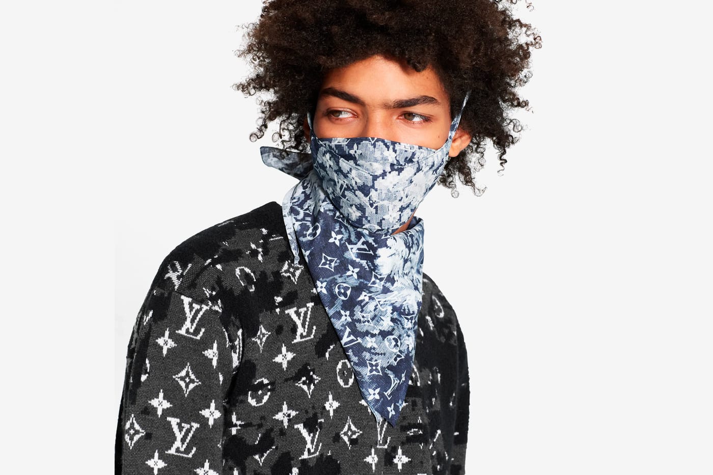 Louis Vuitton Monogram Tapestry Bandana Mask Set   Hypebeast