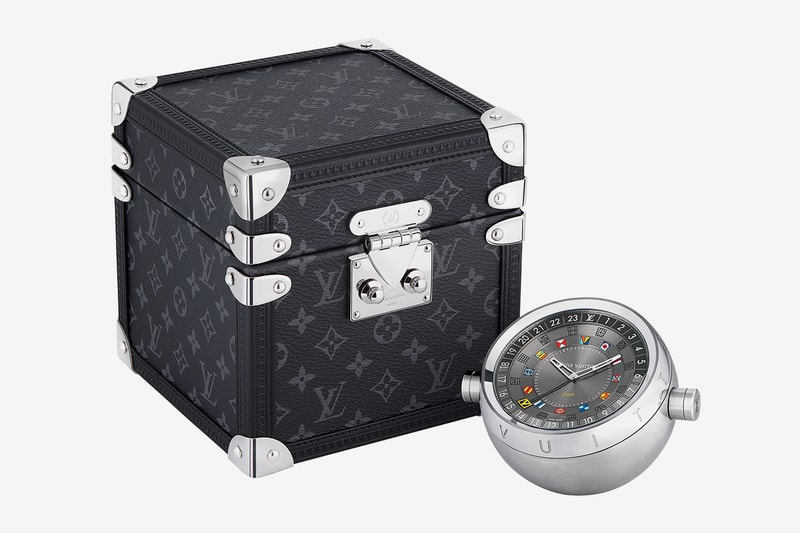 Louis Vuitton Trunk Table Clock Release watchmaking Tambour Moon Dual Time trunk monogram Eclipse