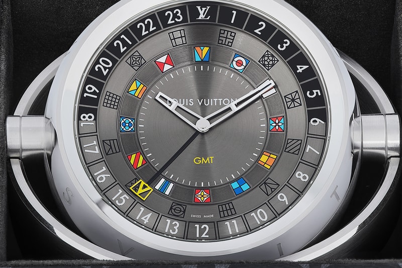 Louis Vuitton Trunk Table Clock Release watchmaking Tambour Moon Dual Time trunk monogram Eclipse