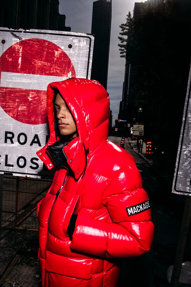 mackage red puffer jacket