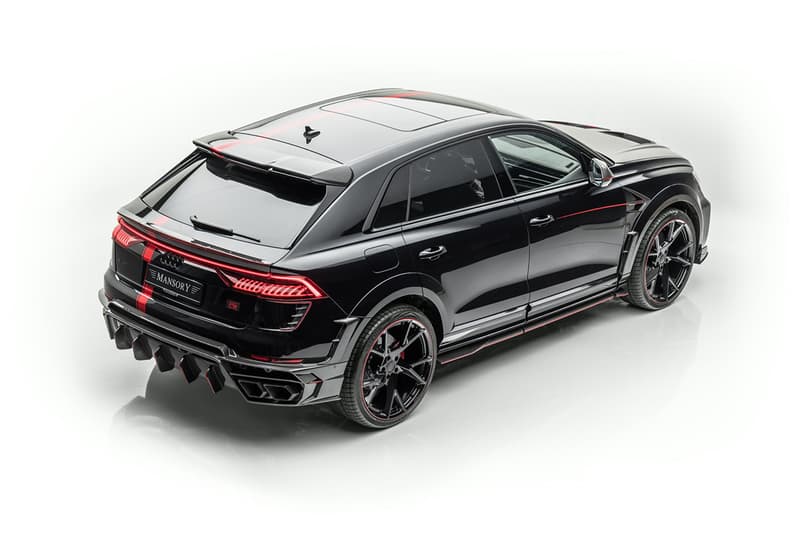 Mansory Audi RSQ8 Complete Conversion SUV 4x4 German Luxury Family Four Door Car Tuned Power V8 Twin Turbo 769 HP 738 lb-ft Torque 198 MPH 0-62 MPH Body Kit Flares Paint Stripes Racing