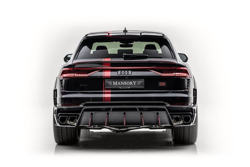 Mansory Audi RSQ8 Complete Conversion SUV 4x4 German Luxury Family Four Door Car Tuned Power V8 Twin Turbo 769 HP 738 lb-ft Torque 198 MPH 0-62 MPH Body Kit Flares Paint Stripes Racing