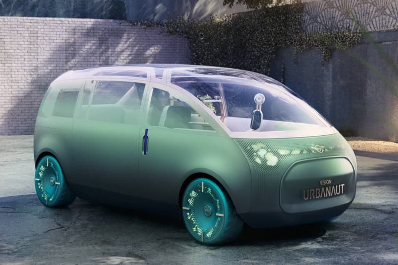 MINI Self Driving Concept Electric Vehicle Vision Urbanaut car interior sofa cozy corner lounge chaise windshield park CAD rendering bmw group