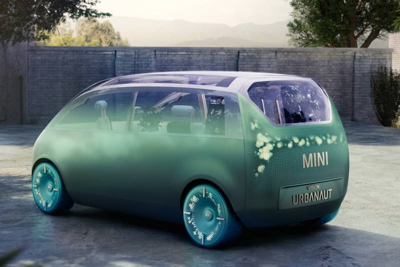 MINI Self Driving Concept Electric Vehicle Vision Urbanaut car interior sofa cozy corner lounge chaise windshield park CAD rendering bmw group