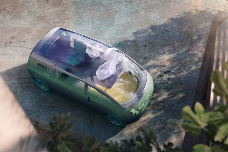 MINI Self Driving Concept Electric Vehicle Vision Urbanaut car interior sofa cozy corner lounge chaise windshield park CAD rendering bmw group