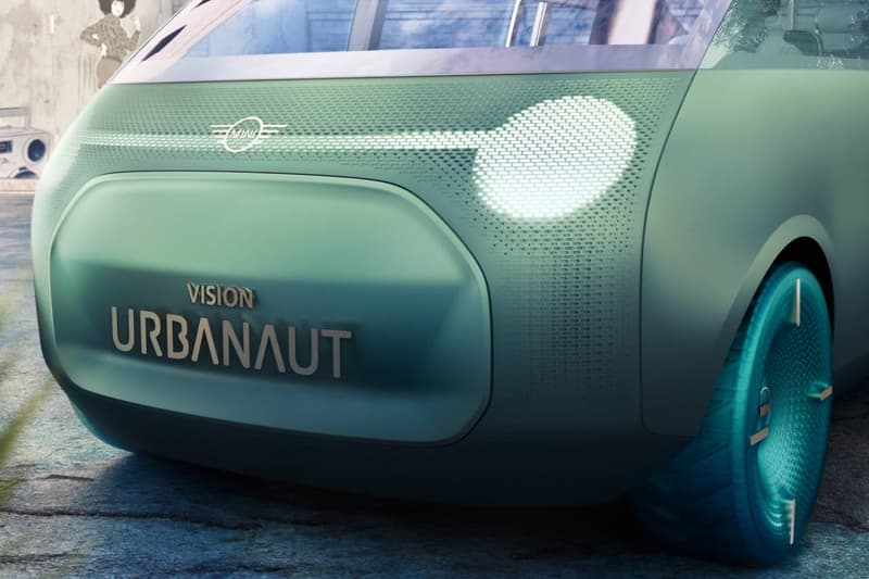 MINI Self Driving Concept Electric Vehicle Vision Urbanaut car interior sofa cozy corner lounge chaise windshield park CAD rendering bmw group