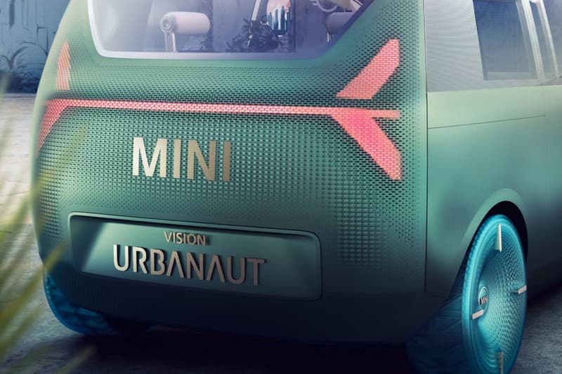 MINI Self Driving Concept Electric Vehicle Vision Urbanaut car interior sofa cozy corner lounge chaise windshield park CAD rendering bmw group