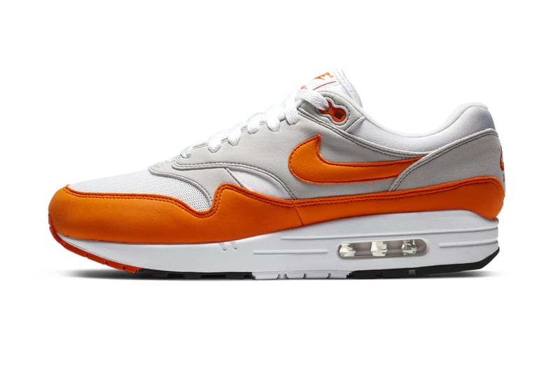 nike air max 1 orange and white