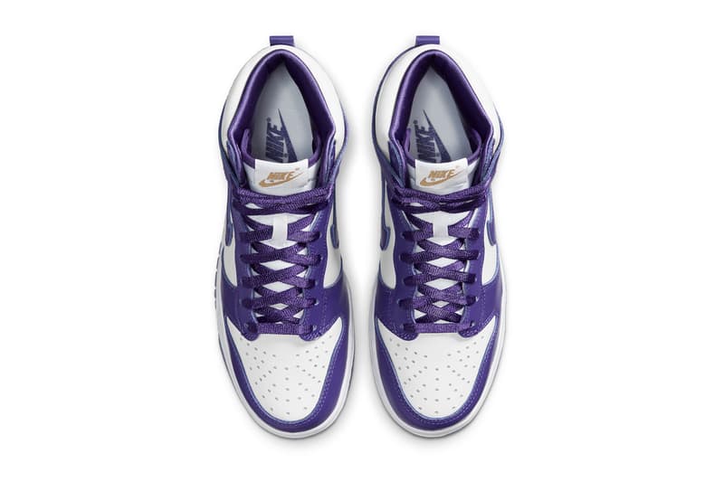 nike sportswear dunk high varsity purple white gold dc5382 100 womens official release date info photos price store list buying guide