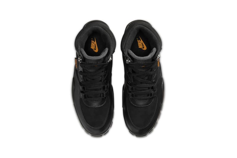 Nike Rhyodomo GTX Boot GORE-TEX CQ0186-001 black / rubber light brown / kumquat yellow / coal black sneaker release information closer look fall winter 2020 fw20 footwear chunky sneaker shoe all terrain 