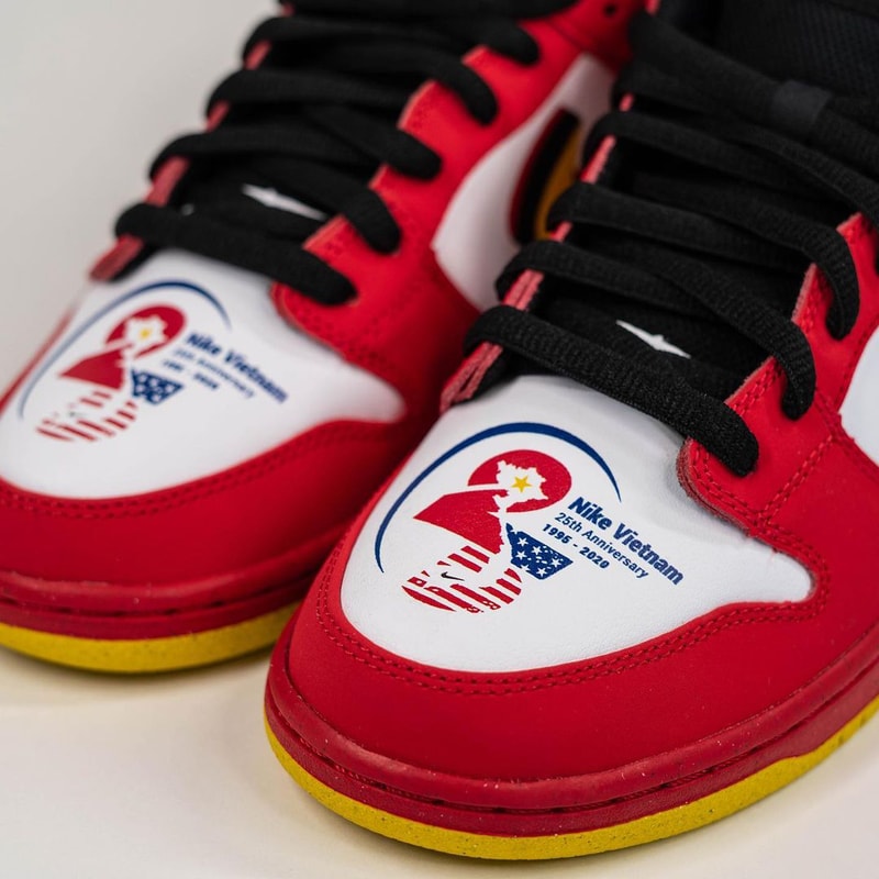 nike sb skateboarding dunk low vietnam white red yellow black 25th anniversary official release date info photos price store list buying guide