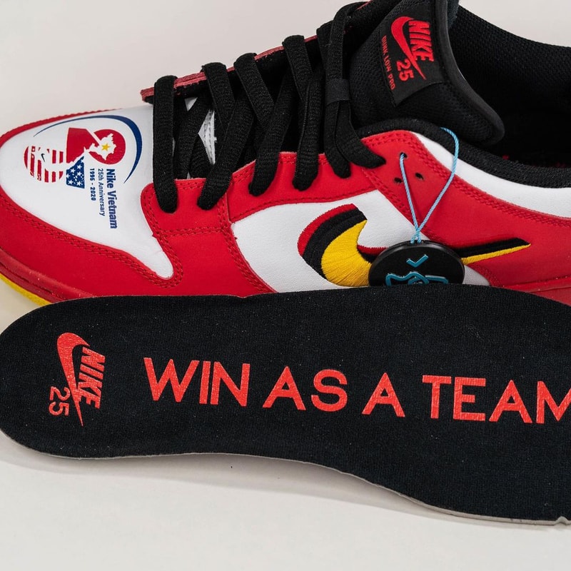 nike sb skateboarding dunk low vietnam white red yellow black 25th anniversary official release date info photos price store list buying guide