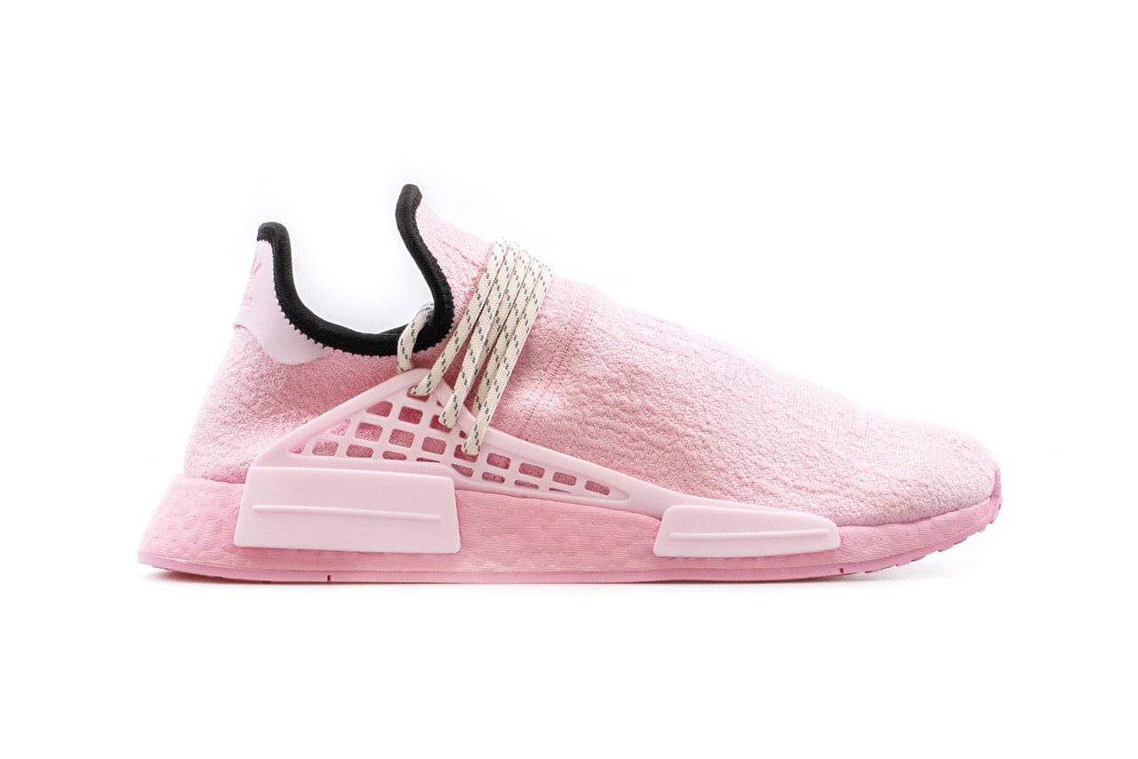 Pharrell Williams x adidas Originals NMD Hu GY0088 GY0094 Pink Aqua Blue Sneaker Release Information Closer First Look BOOST Shoe Trainer Limited Edition Collaboration Hype Drop Date