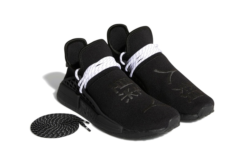 Pharrell Williams x adidas Originals NMD Hu Monochromatic Black Colorway Release Information HYPE Sneaker Shoe Trainer PW Collaboration Limited Edition Drop Date Three Stripes BOOST Chinese Letters Human Race