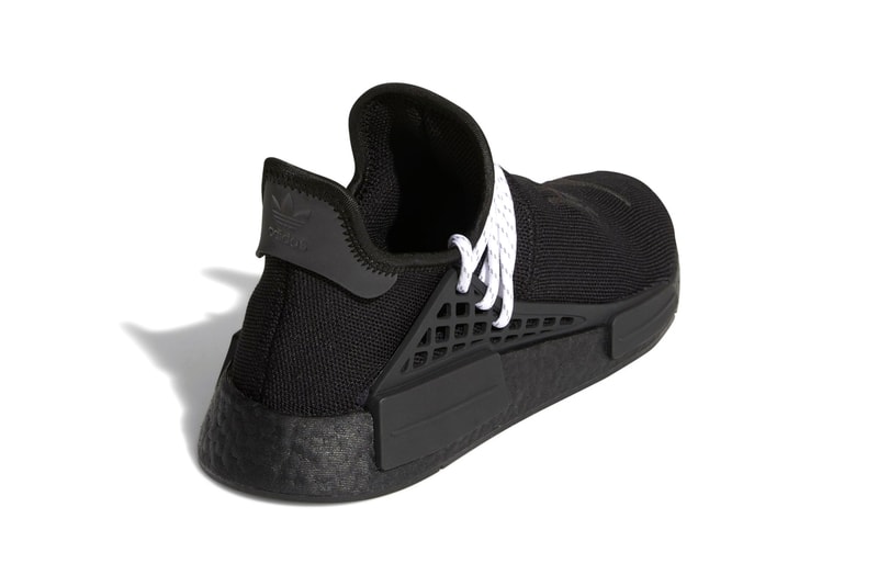 Pharrell Williams x adidas Originals NMD Hu Monochromatic Black Colorway Release Information HYPE Sneaker Shoe Trainer PW Collaboration Limited Edition Drop Date Three Stripes BOOST Chinese Letters Human Race