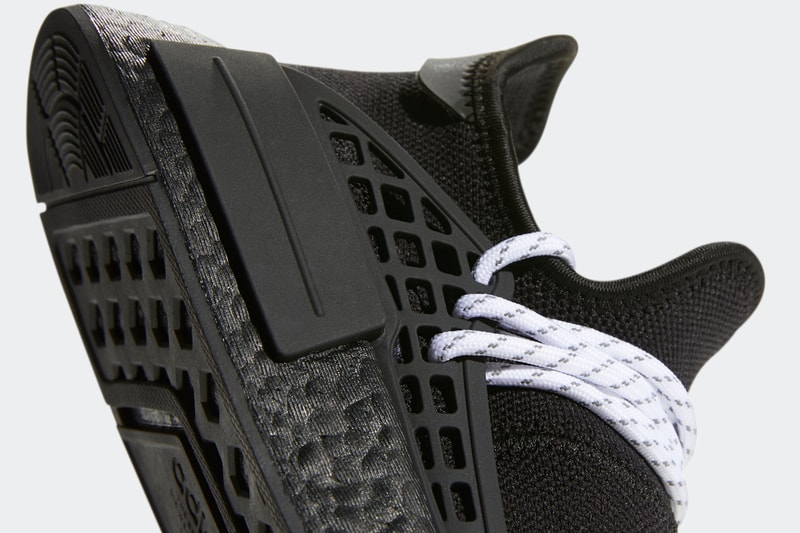 Pharrell Williams x adidas Originals NMD Hu Monochromatic Black Colorway Release Information HYPE Sneaker Shoe Trainer PW Collaboration Limited Edition Drop Date Three Stripes BOOST Chinese Letters Human Race