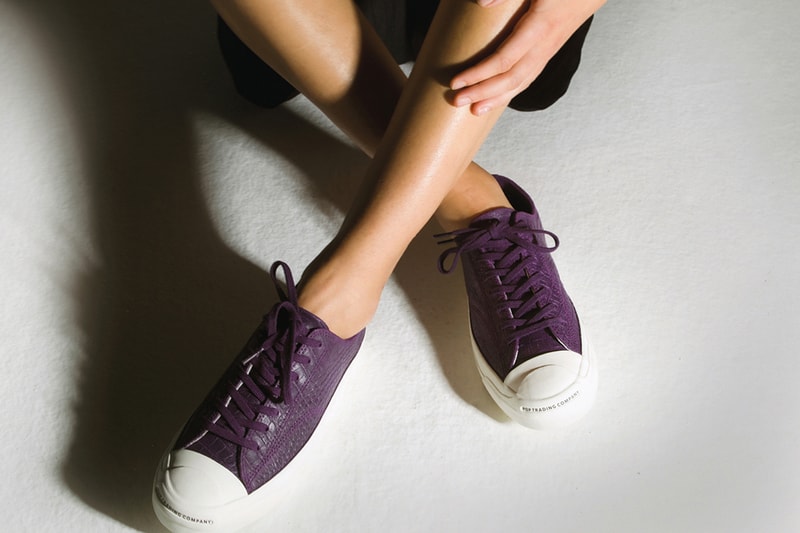pop trading company converse cons jack purcell pro hi ox dragonskin dark purple white release information amsterdam