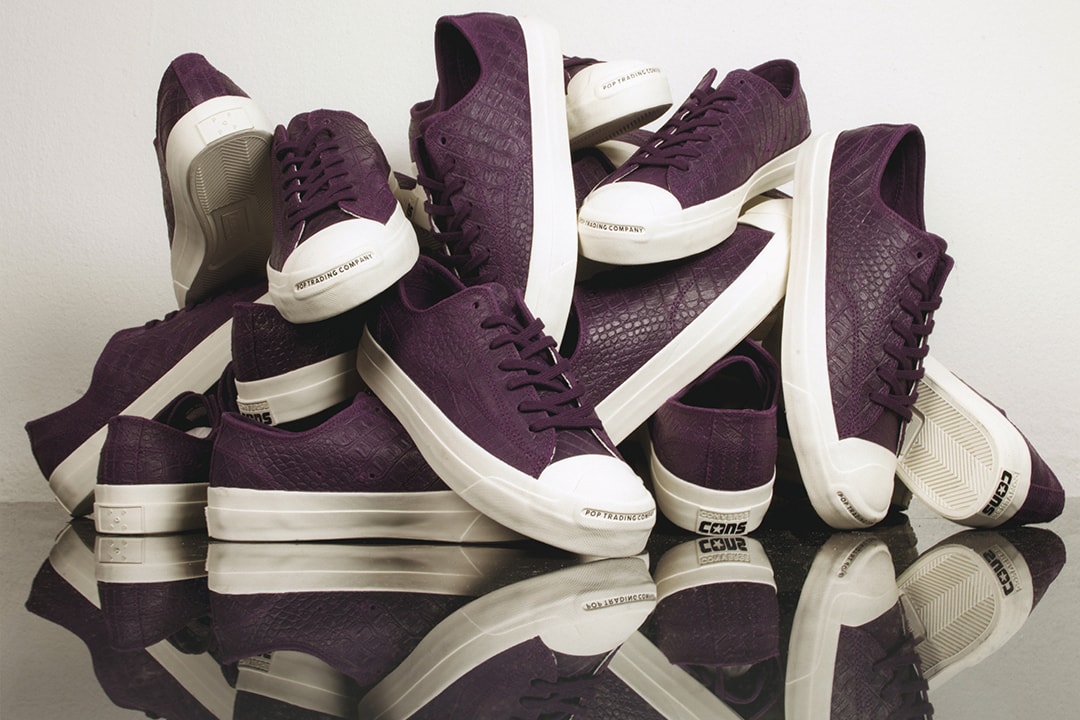 pop trading company converse cons jack purcell pro hi ox dragonskin dark purple white release information amsterdam