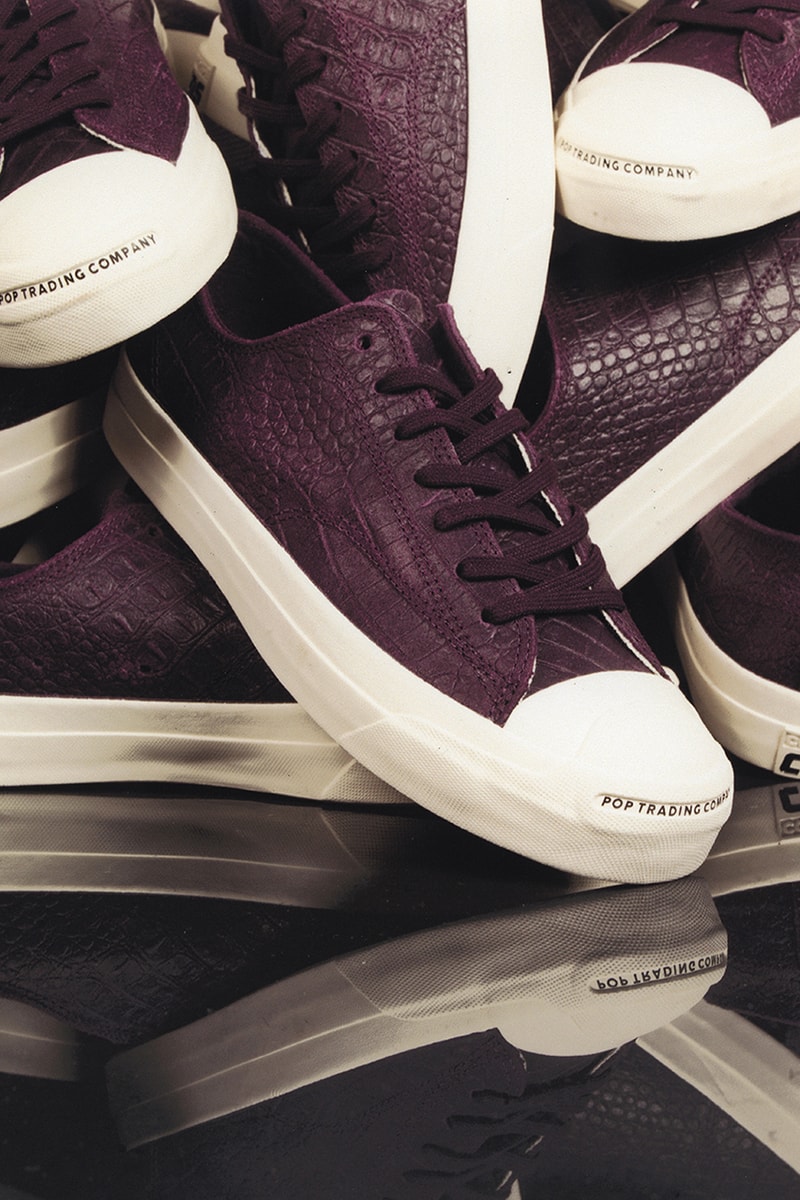 pop trading company converse cons jack purcell pro hi ox dragonskin dark purple white release information amsterdam