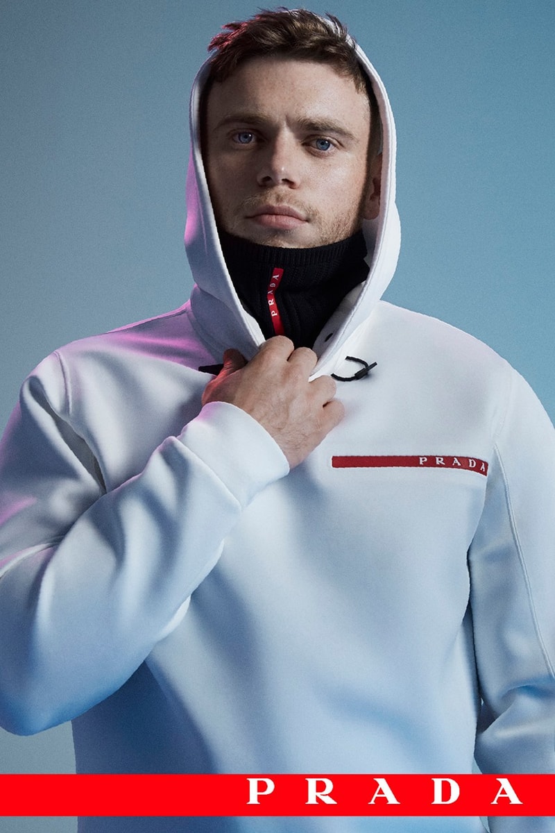 Prada Linea Rossa Fall/Winter 2020 Collection Campaign Gus Kenworthy Olympic Skier FW20 Outerwear Extreme-Tex Skiwear Jackets Tops Trousers Luxury Italian Label Fashion