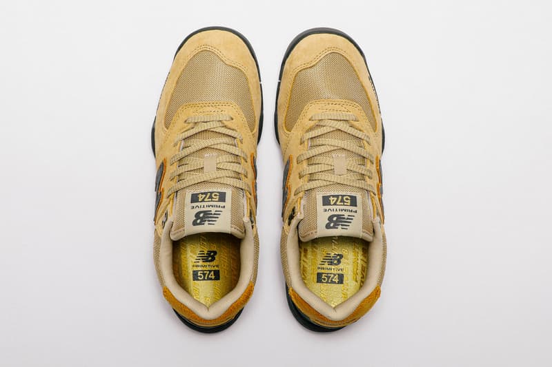 primitive skateboarding new balance numeric 574 tan wheat black tiago lemos video clip official release date info photos price store list buying guide