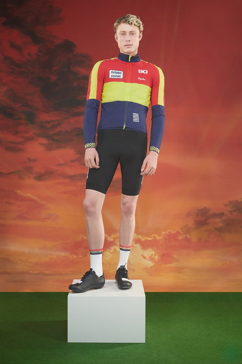 rapha cycling future collection tour de France 1990 football card photoshoot
