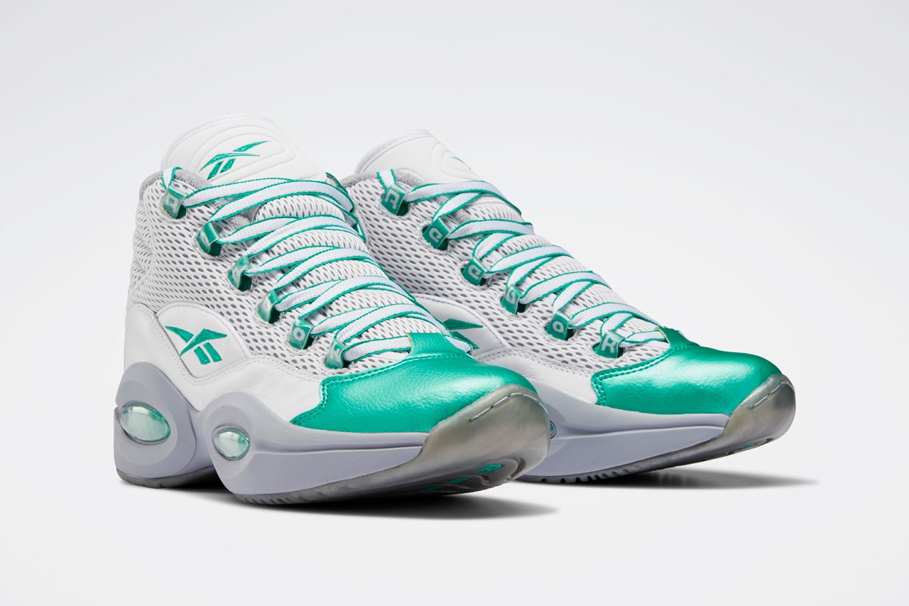 reebok question mid white court green cool shadow gray philadelphia eagles allen iverson FZ3993 official release date info photos price store list buying guide