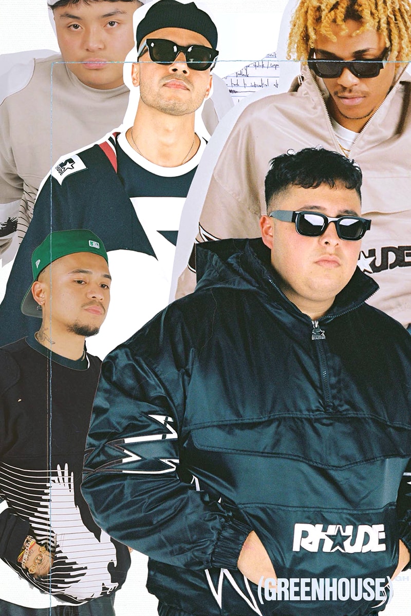 rhude starter collaboration starter jacket pinstripe hat release date info photos greenhouse footlocker 