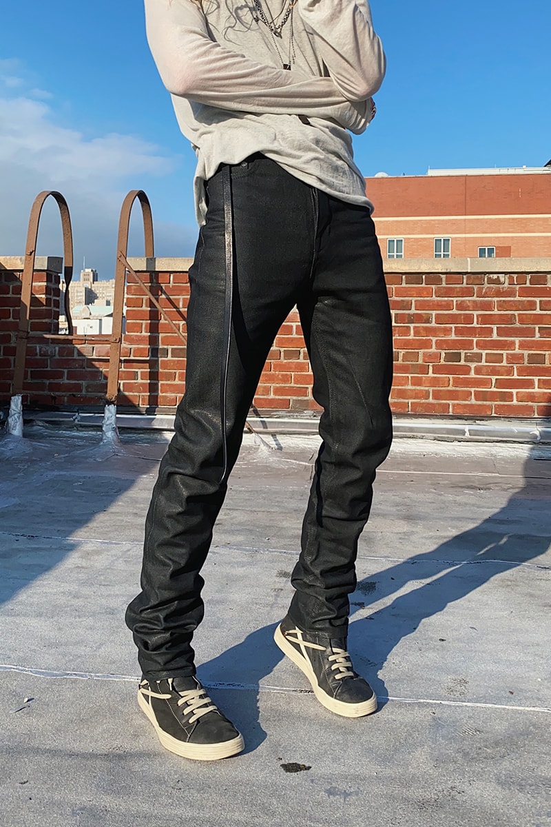 Rick Owens PERFORMA FW20 Made in Japan Collection Self Edge exclusive black-wax Workwear Type III jeans 