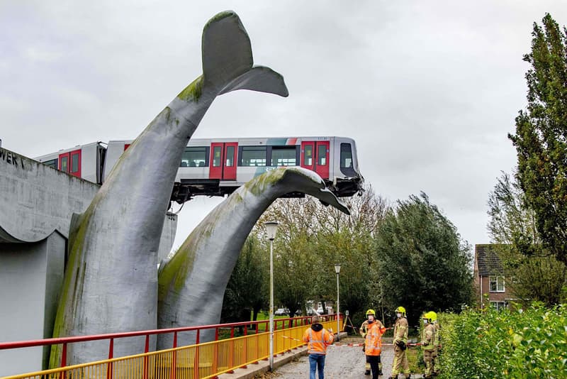 rotterdam netherlands train crash whale sculpture