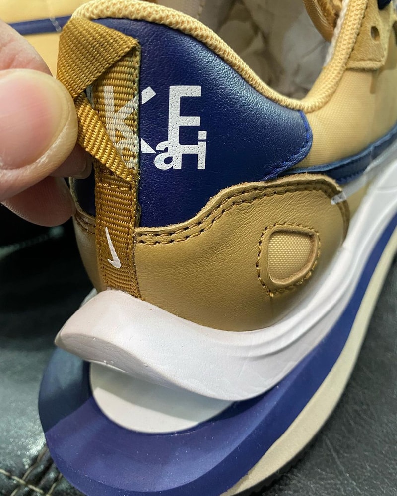 sacai nike sportswear vaporwaffle chitose abe nylon tan navy white DD1875 200 official release date info photos price store list buying guide