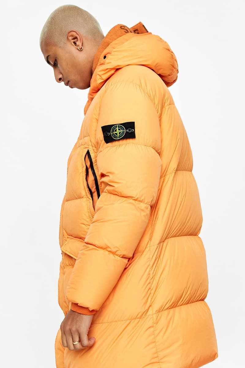 stone island orange jacket badge compass patch down jacket long crinkle reps release where to buy goodhood