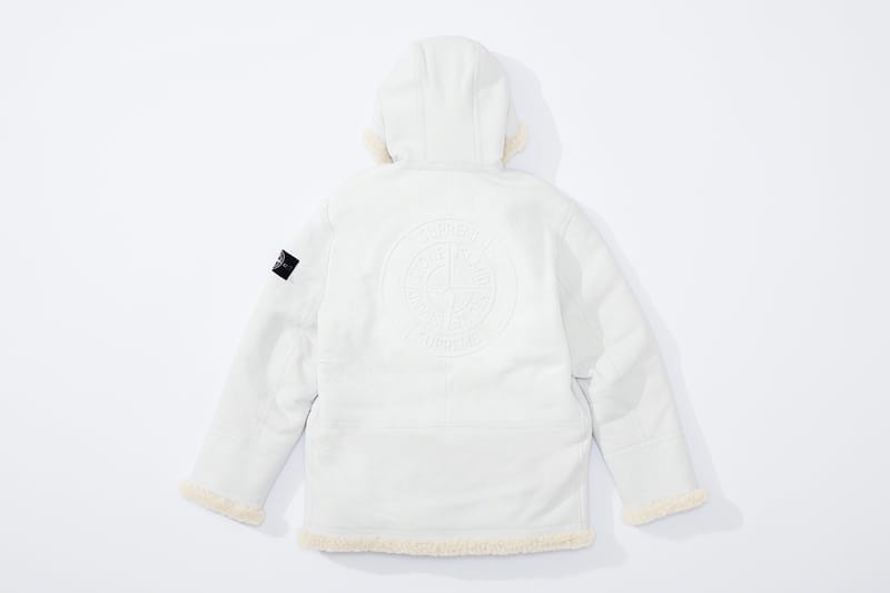 supreme x stone island hoodie white