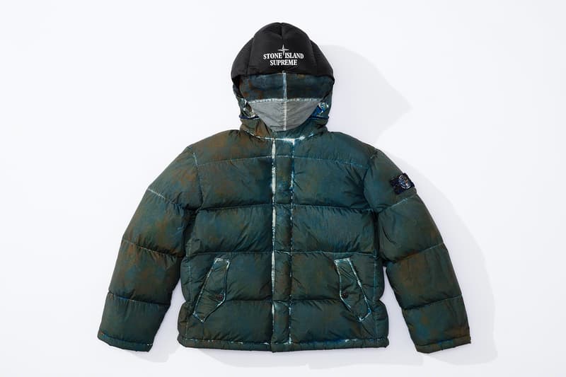 Supreme Stone Island Fall Winter 2020 Collection release Info Collaboration Crinkle Down Jacket nylon Cargo Pant cotton Top nylon Shoulder Bag nylon 6-Panel cotton corduroy Jacket Pant Crusher cotton Hooded Sweatshirt Sweatshort custom dye Glow-in-the-Dark Balaclava Baruffaldi Rek Goggles