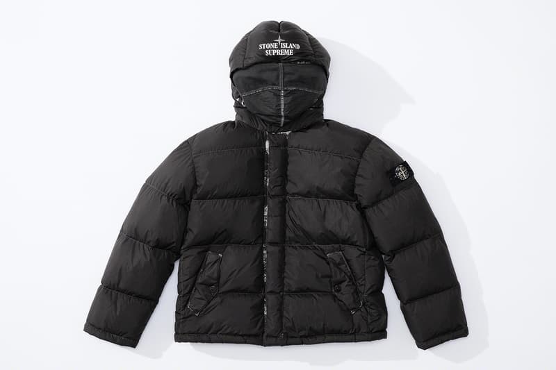 Supreme Stone Island Fall Winter 2020 Collection release Info Collaboration Crinkle Down Jacket nylon Cargo Pant cotton Top nylon Shoulder Bag nylon 6-Panel cotton corduroy Jacket Pant Crusher cotton Hooded Sweatshirt Sweatshort custom dye Glow-in-the-Dark Balaclava Baruffaldi Rek Goggles