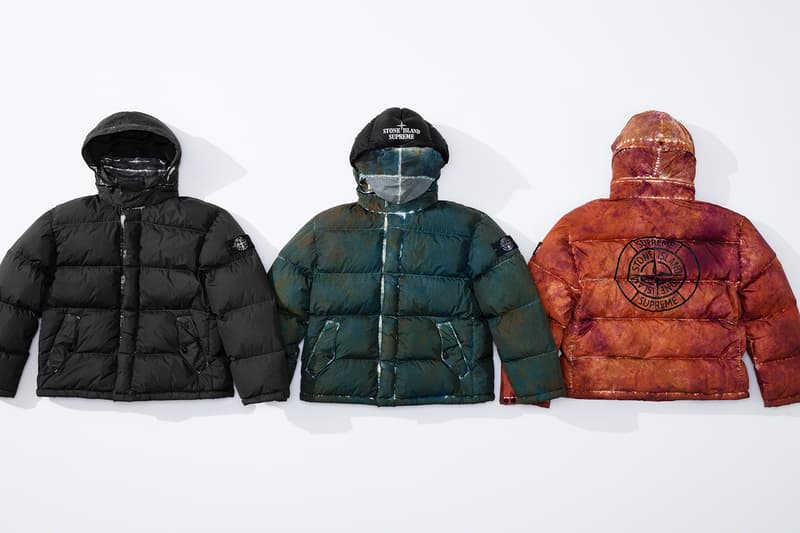 Supreme Stone Island Fall Winter 2020 Collection release Info Collaboration Crinkle Down Jacket nylon Cargo Pant cotton Top nylon Shoulder Bag nylon 6-Panel cotton corduroy Jacket Pant Crusher cotton Hooded Sweatshirt Sweatshort custom dye Glow-in-the-Dark Balaclava Baruffaldi Rek Goggles