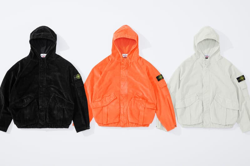 Supreme Stone Island Fall Winter 2020 Collection release Info Collaboration Crinkle Down Jacket nylon Cargo Pant cotton Top nylon Shoulder Bag nylon 6-Panel cotton corduroy Jacket Pant Crusher cotton Hooded Sweatshirt Sweatshort custom dye Glow-in-the-Dark Balaclava Baruffaldi Rek Goggles