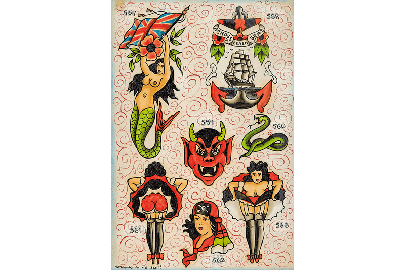 'TATTOO. 1730s-1970s. Henk Schiffmacher's Private Collection.' Book TASCHEN Coffee Table Study Pictures Literature Images Commentary Historical Design Flash Sheets