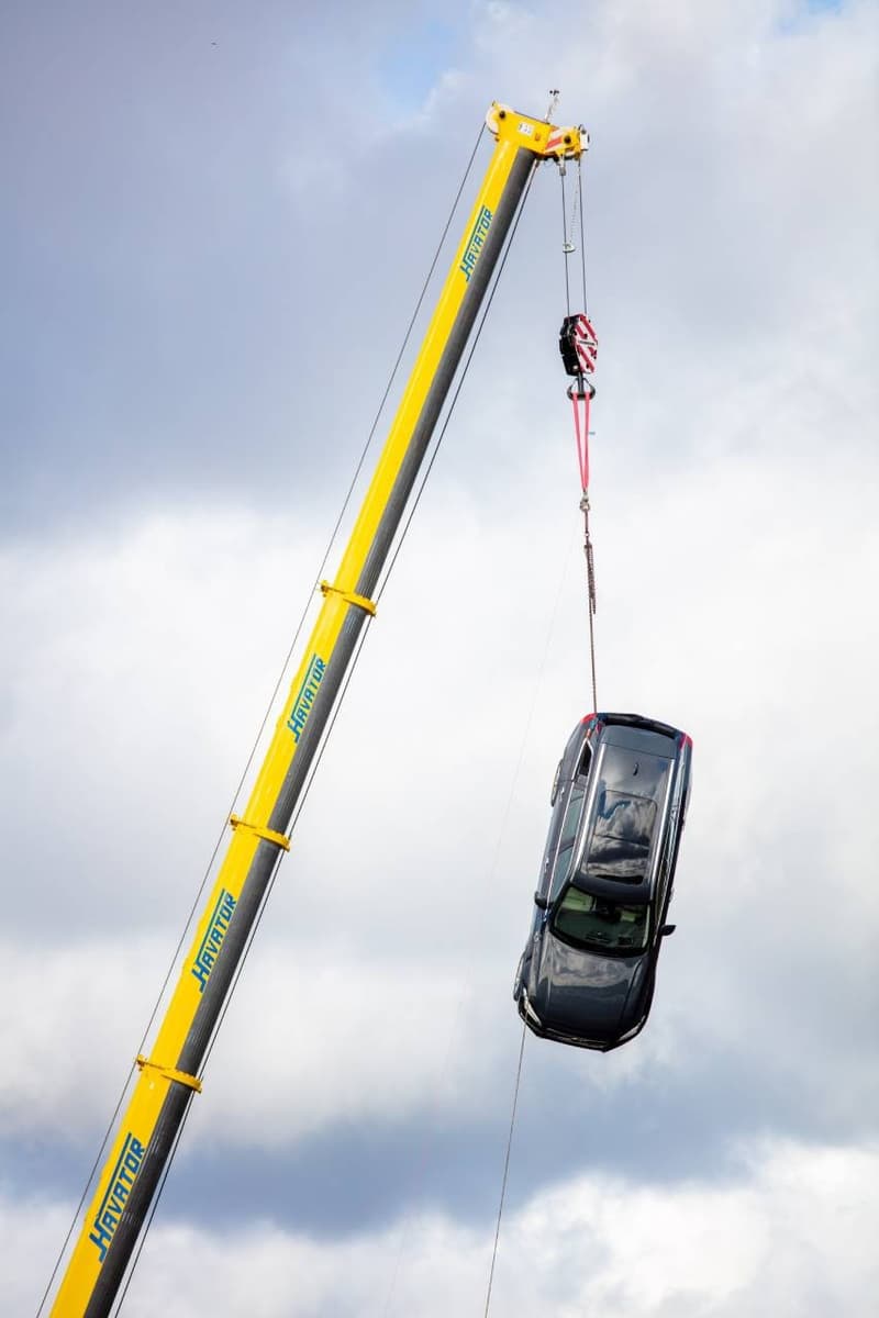 Volvo Drops Cars From 30 Meter Crane Safety Test Rescue Mission Fire Ambulance Service Crash Save Lives Automotive Swedish Family