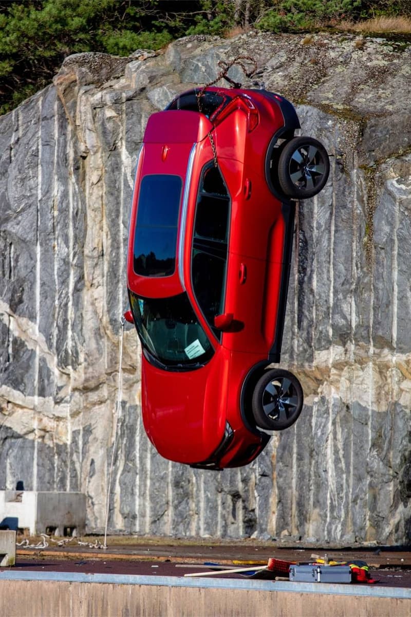 Volvo Drops Cars From 30 Meter Crane Safety Test Rescue Mission Fire Ambulance Service Crash Save Lives Automotive Swedish Family