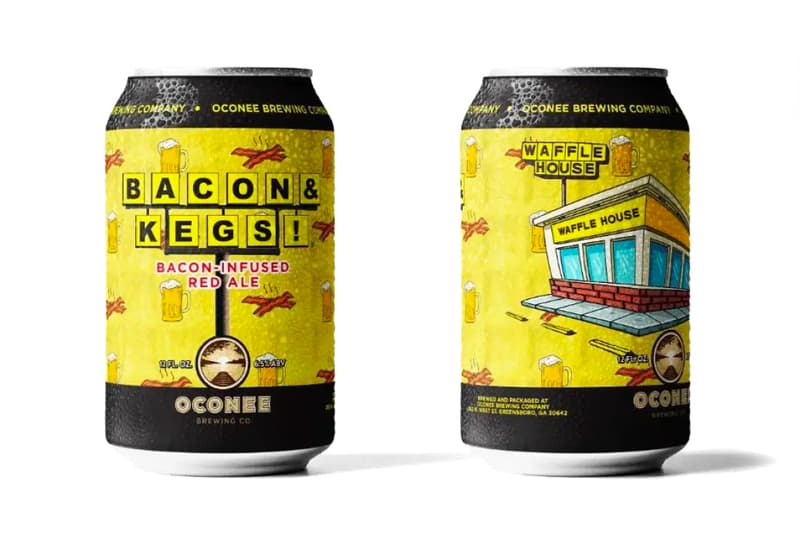 Waffle House x Oconee Brewing Company BACON & KEGS Beer Georgia State USA Waffles Bacon Beer Drinks food snacks IPA Red Ale ABV 