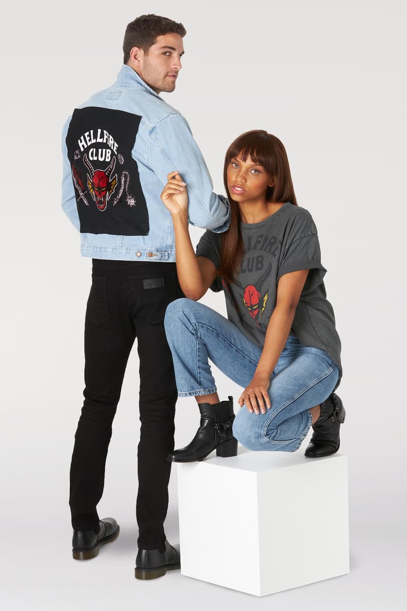 Collection launch Hellfire club inspired 80s 18th century Britain and Ireland historical crew a men’s t-shirt, women’s t-shirt & gender neutral denim jacket