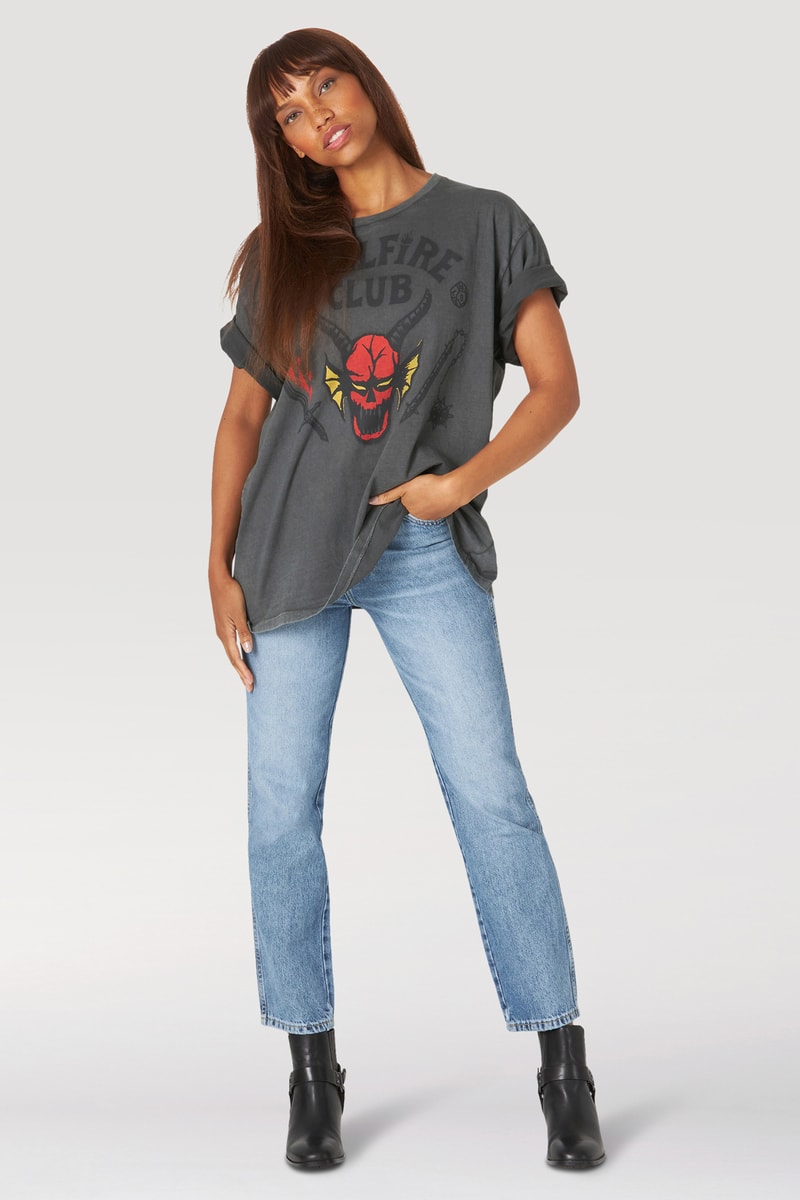 Collection launch Hellfire club inspired 80s 18th century Britain and Ireland historical crew a men’s t-shirt, women’s t-shirt & gender neutral denim jacket