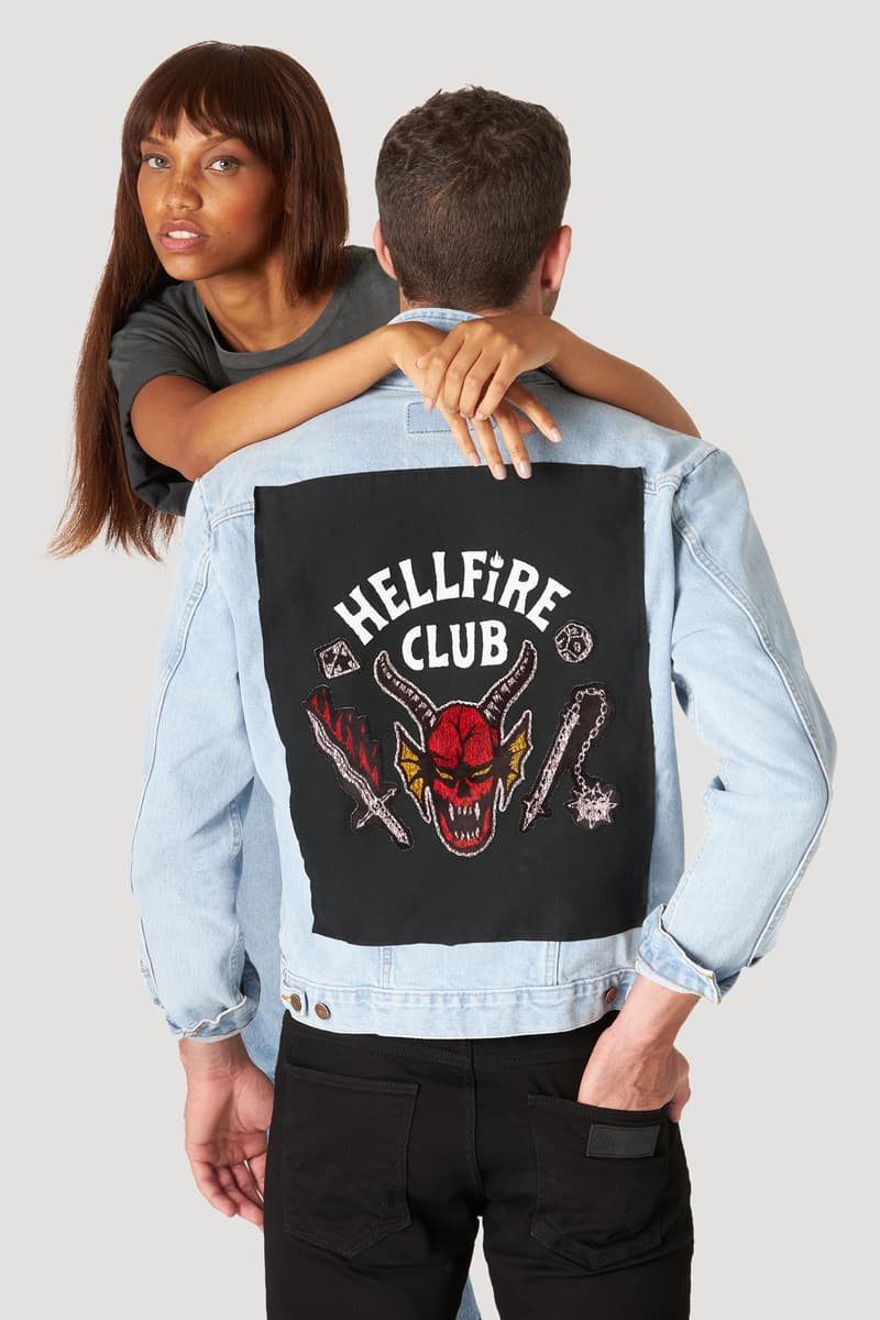 Collection launch Hellfire club inspired 80s 18th century Britain and Ireland historical crew a men’s t-shirt, women’s t-shirt & gender neutral denim jacket