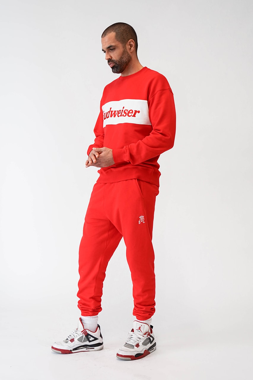 Malbon Golf Launches a Budweiser Collection that consist of a sweatshirt, pants, headcover, golf bag and polo