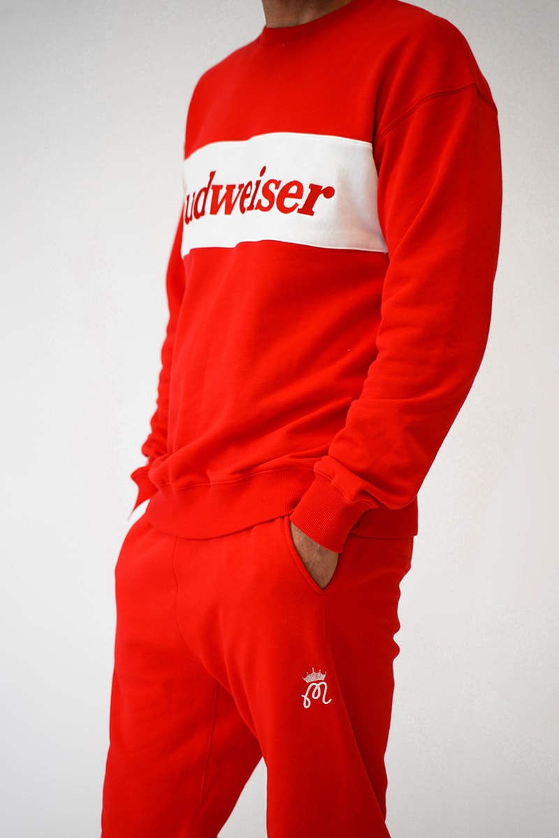 Malbon Golf Launches a Budweiser Collection that consist of a sweatshirt, pants, headcover, golf bag and polo