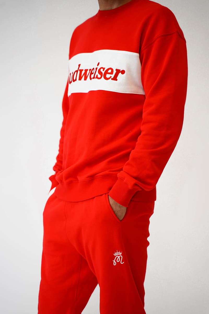 Malbon Golf Launches a Budweiser Collection that consist of a sweatshirt, pants, headcover, golf bag and polo