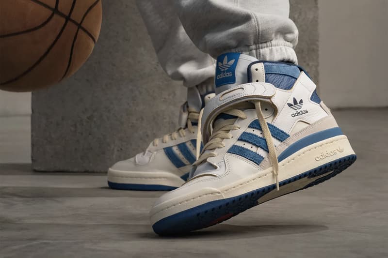 adidas Originals Forum 84 High "Off White/Blue/Footwear White" FY7793 OG 1984 Basketball Sneaker Colorway Vintage Retro Hightop Shoe Trainer Release Information Drop Date Closer First Look