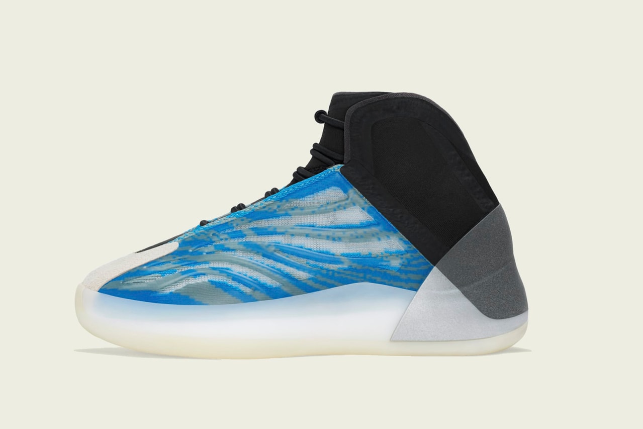 adidas YEEZY BSKTBL QNTM "Frozen Blue" Release Information Kanye West 700 V3 "Azareth" Colorway Basketball Sneaker High Top Primeknit Ankle Support Drop Date Release Information Closer First Look Three Stripes Ye