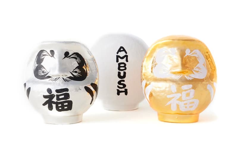 AMBUSH 2021 Daruma fuku good luck fortune talisman ornament object design Gunma Japan Takasaki City traditional gold silver white